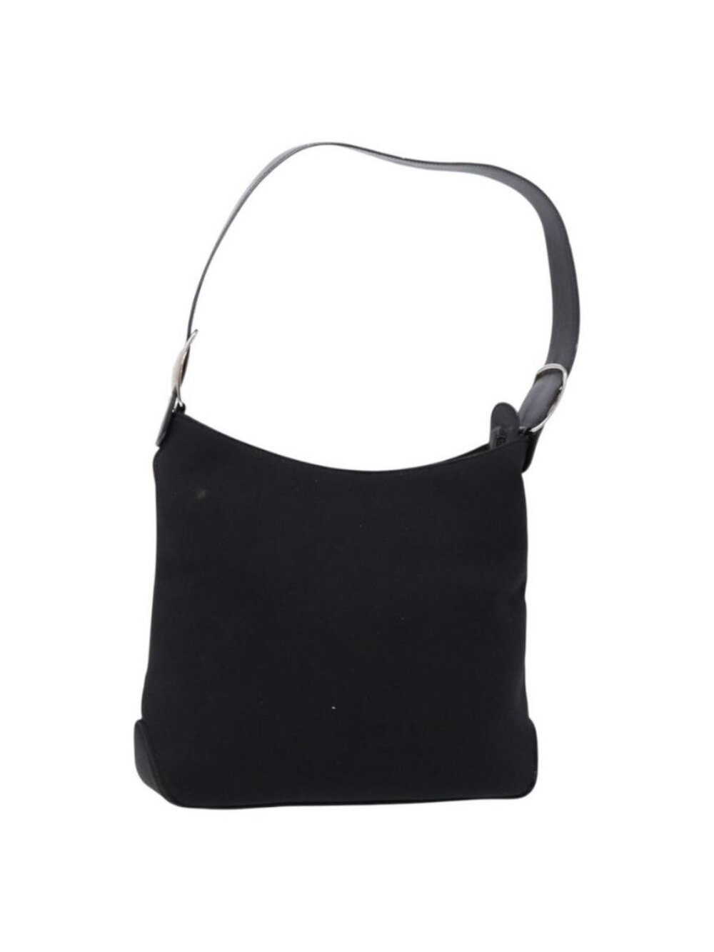 Authentic Salvatore Ferragamo Vala Shoulder Bag Canvas Black Silver